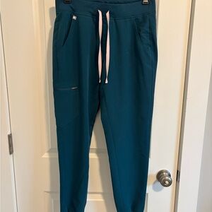 Figs Caribbean Blue Joggers with Pink Accents